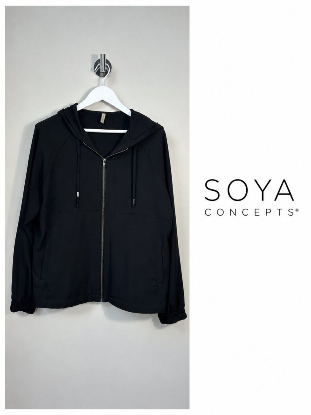 Soyaconcept Black SC-Banu 282 Soft Modal Zip-Up Hoodie - Women's Size Large